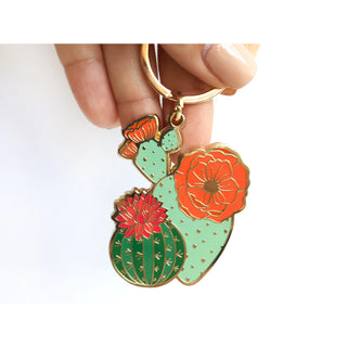 Blooming Cacti Plant Keychain