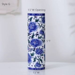 Chinoiserie Bud Vase, Porcelain Vases,  Blue and White Vases: Style C