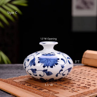 Chinoiserie Bud Vase, Porcelain Vases,  Blue and White Vases: Style C