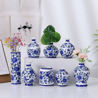 Chinoiserie Bud Vase, Porcelain Vases,  Blue and White Vases: Style C