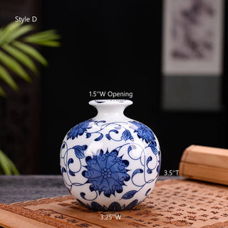 Chinoiserie Bud Vase, Porcelain Vases,  Blue and White Vases: Style C