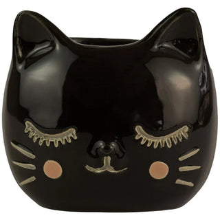 Black Ceramic Cat Planter