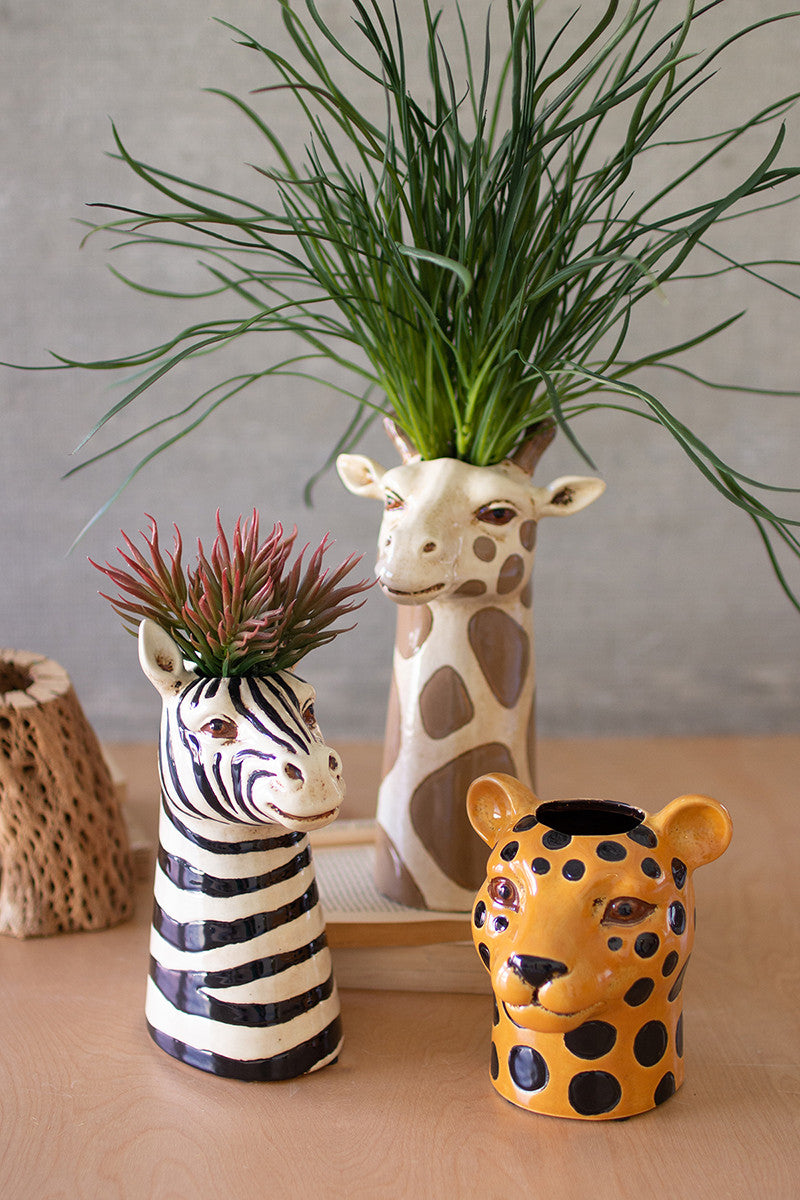 ceramic animal plant pots Ceramic Safari Animal Succulent Planters, Set of 3