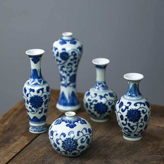 Chinoiserie Bud Vase, Porcelain Vases,  Blue and White Vases: Style C