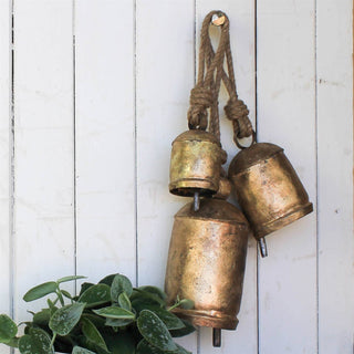 Chauk Bell with Rope Hanger, Brass - Med