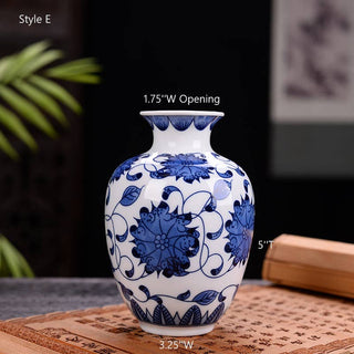 Chinoiserie Bud Vase, Porcelain Vases,  Blue and White Vases: Style C